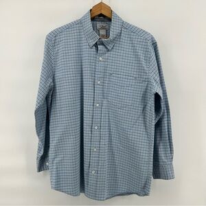 LL Bean Shirt Mens M Slightly Fitted Comfort Stretch Blue Check Heritage Preppy